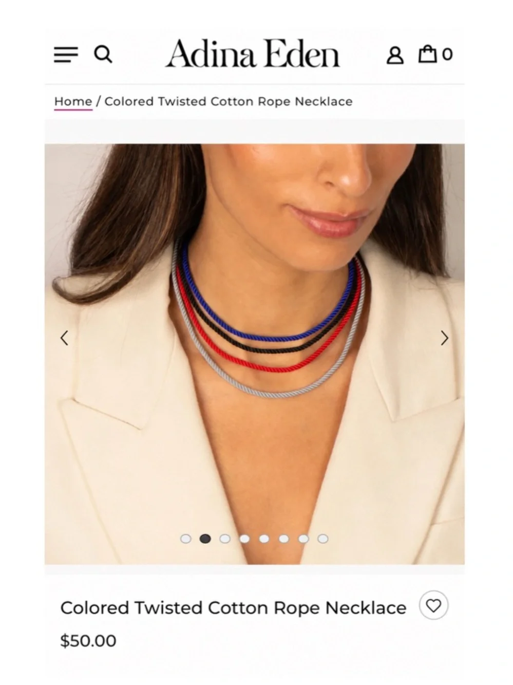 Revolve x Adina Eden Colored Twisted Cotton Rope Necklace in Blue